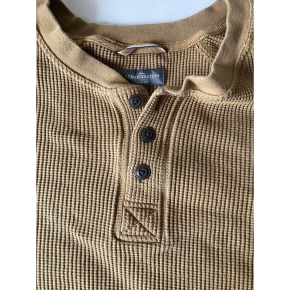 LL Bean Signature Mens XL Brown Cable Knit 3 Button Up Sweater - Picture 1 of 7